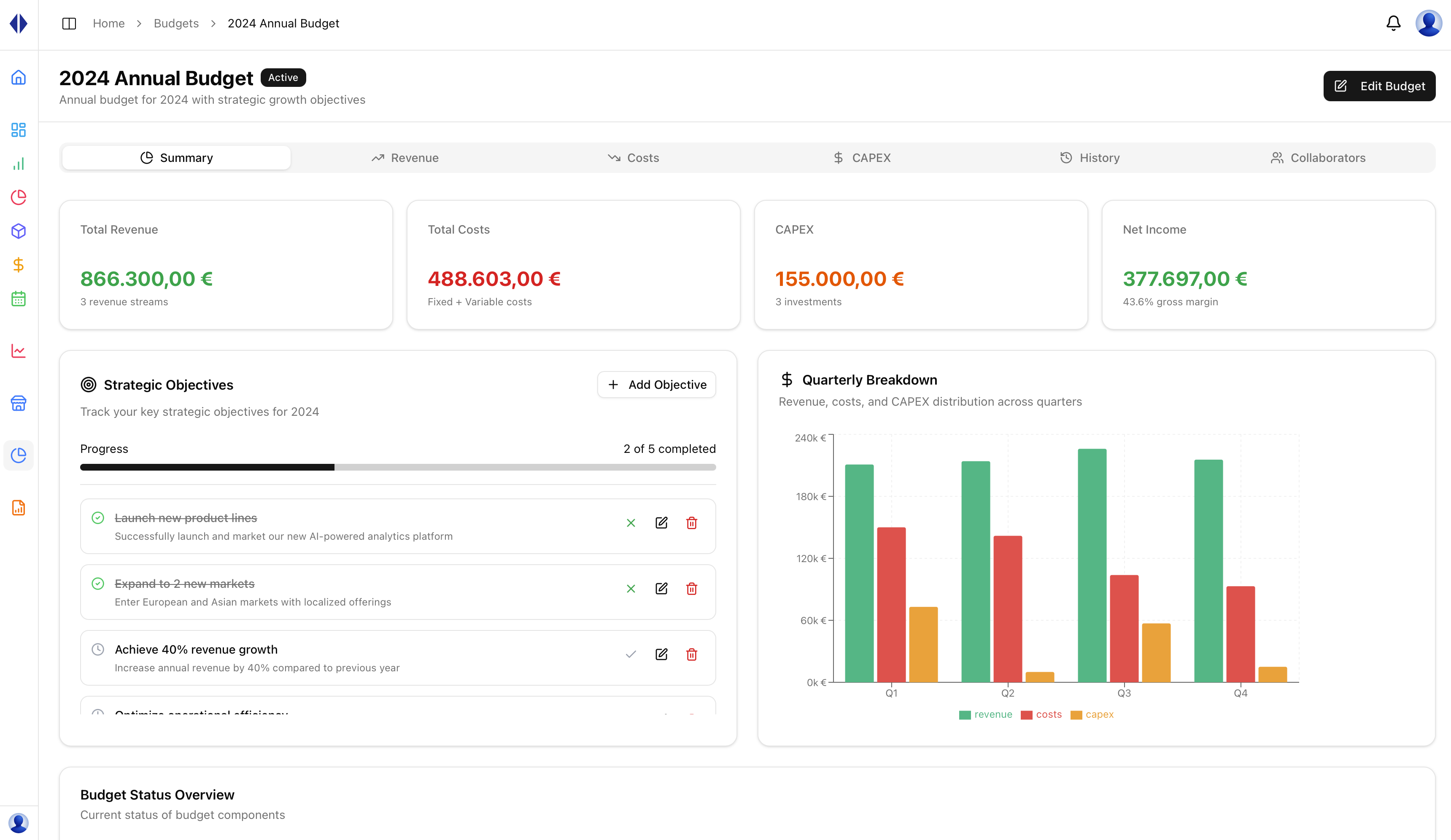 Planning & scenario intelligence dashboard